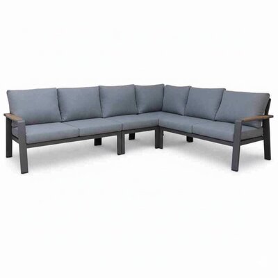 Lola hoek loungeset L-vorm 6 personen | aluminium + polywood | antraciet | 5-delig - 288x220cm