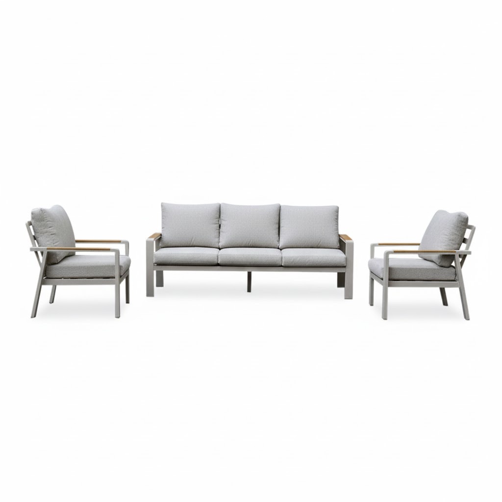 Lola stoel-bank loungeset 5 personen | aluminium + polywood | beige | 3-delig