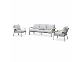 Lola stoel-bank loungeset 5 personen | aluminium + polywood | beige | 3-delig