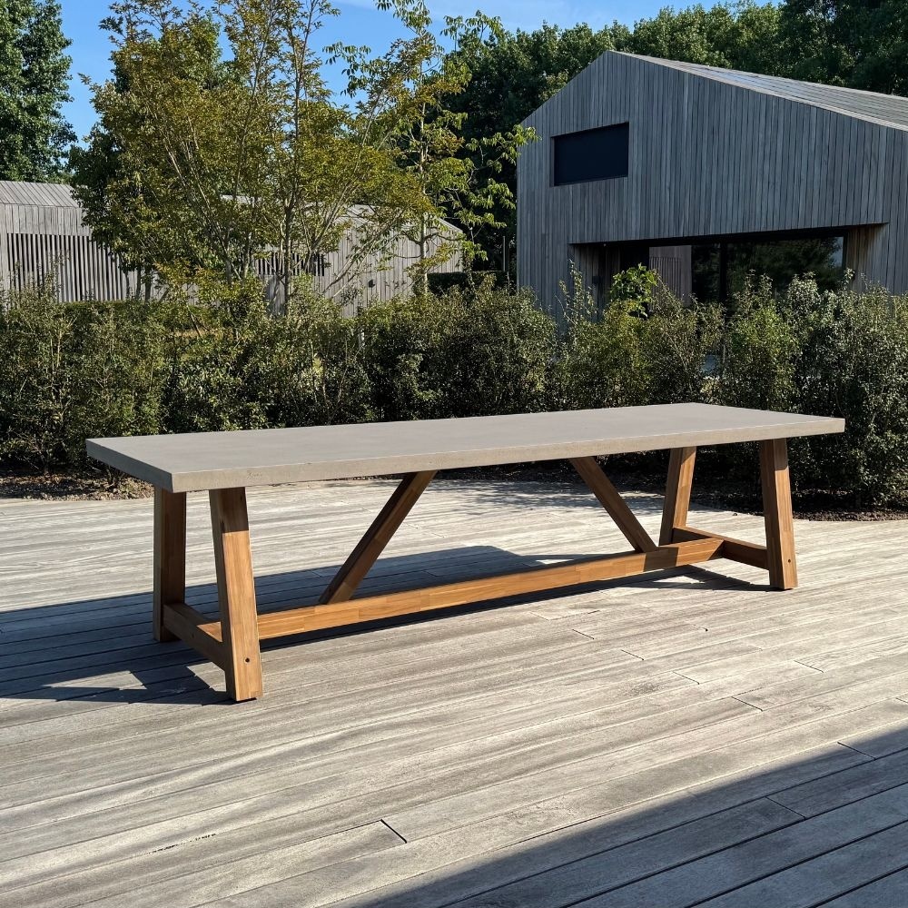 Veltis dining tuintafel 10 personen | polystone + hardhout | betonlook | 350cm