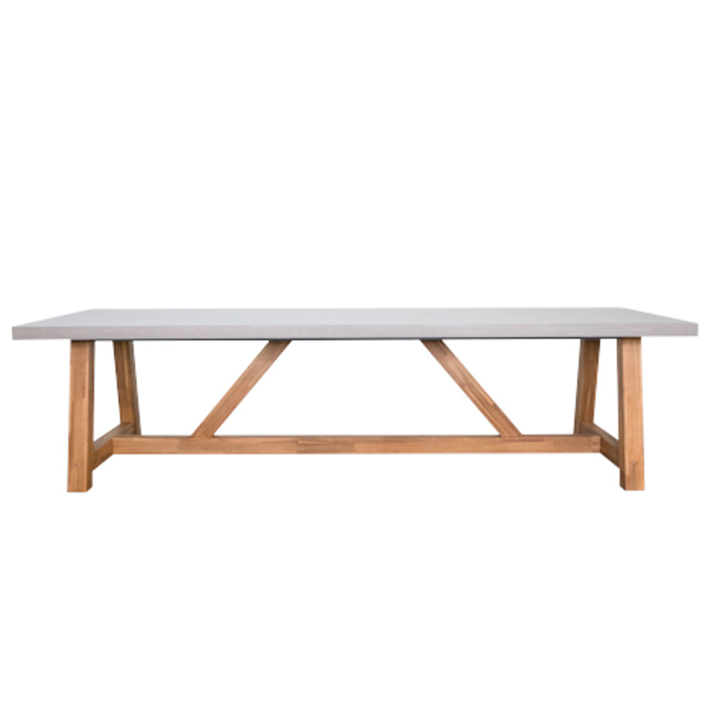 Veltis dining tuintafel 10 personen | polystone + hardhout | betonlook | 350cm