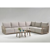 Beau hoek loungeset 6 personen incl. tafels | aluminium + touw | grijs | 6-delig - 304x234cm