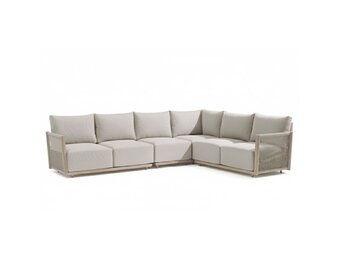 Beau hoek loungeset 6 personen | aluminium + touw | grijs | 4-delig - 304x234cm