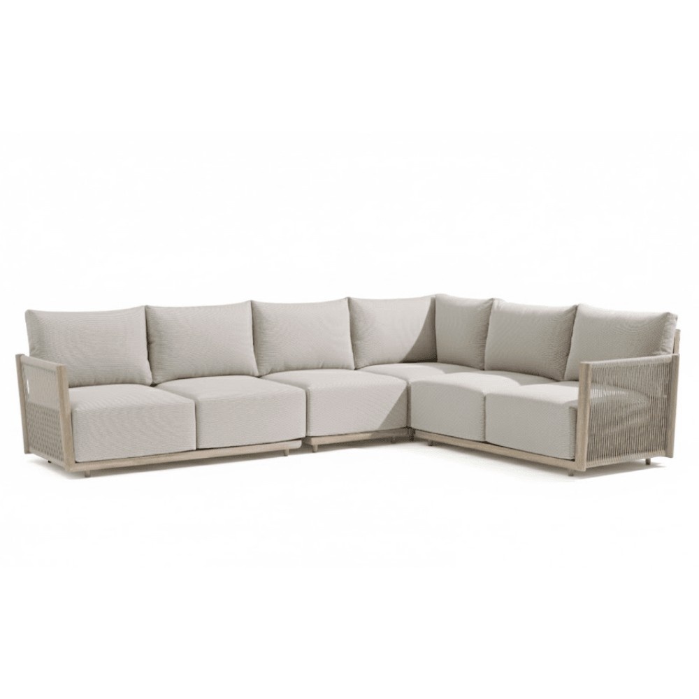 Beau hoek loungeset 6 personen | aluminium + touw | grijs | 4-delig - 304x234cm