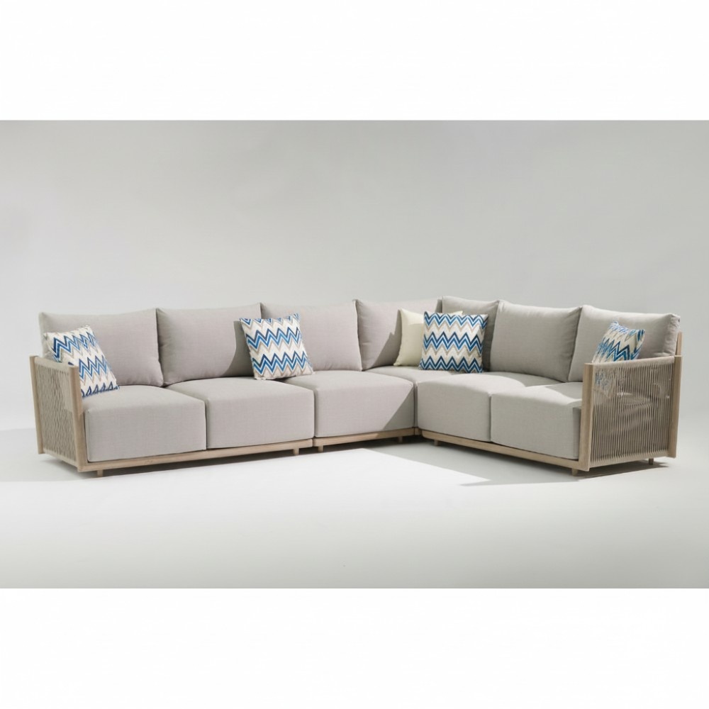 Beau hoek loungeset 6 personen | aluminium + touw | grijs | 4-delig - 304x234cm