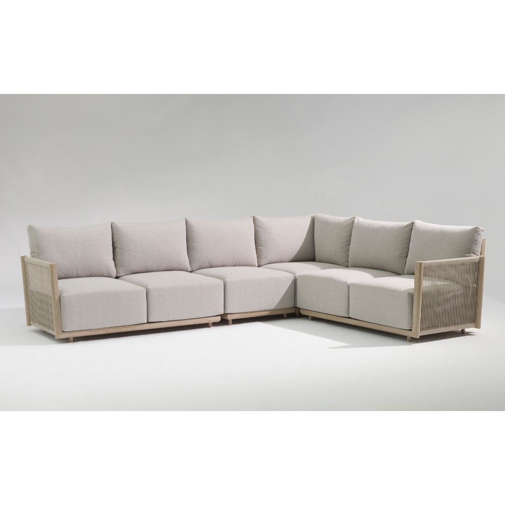 Beau hoek loungeset 6 personen | aluminium + touw | grijs | 4-delig - 304x234cm
