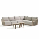 Beau hoek loungeset 6 personen incl. tafels | aluminium + touw | grijs | 6-delig - 304x234cm