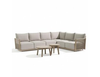 Beau hoek loungeset 6 personen incl. tafels | aluminium + touw | grijs | 6-delig - 304x234cm