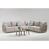 Beau hoek loungeset 6 personen incl. tafels | aluminium + touw | grijs | 6-delig - 304x234cm