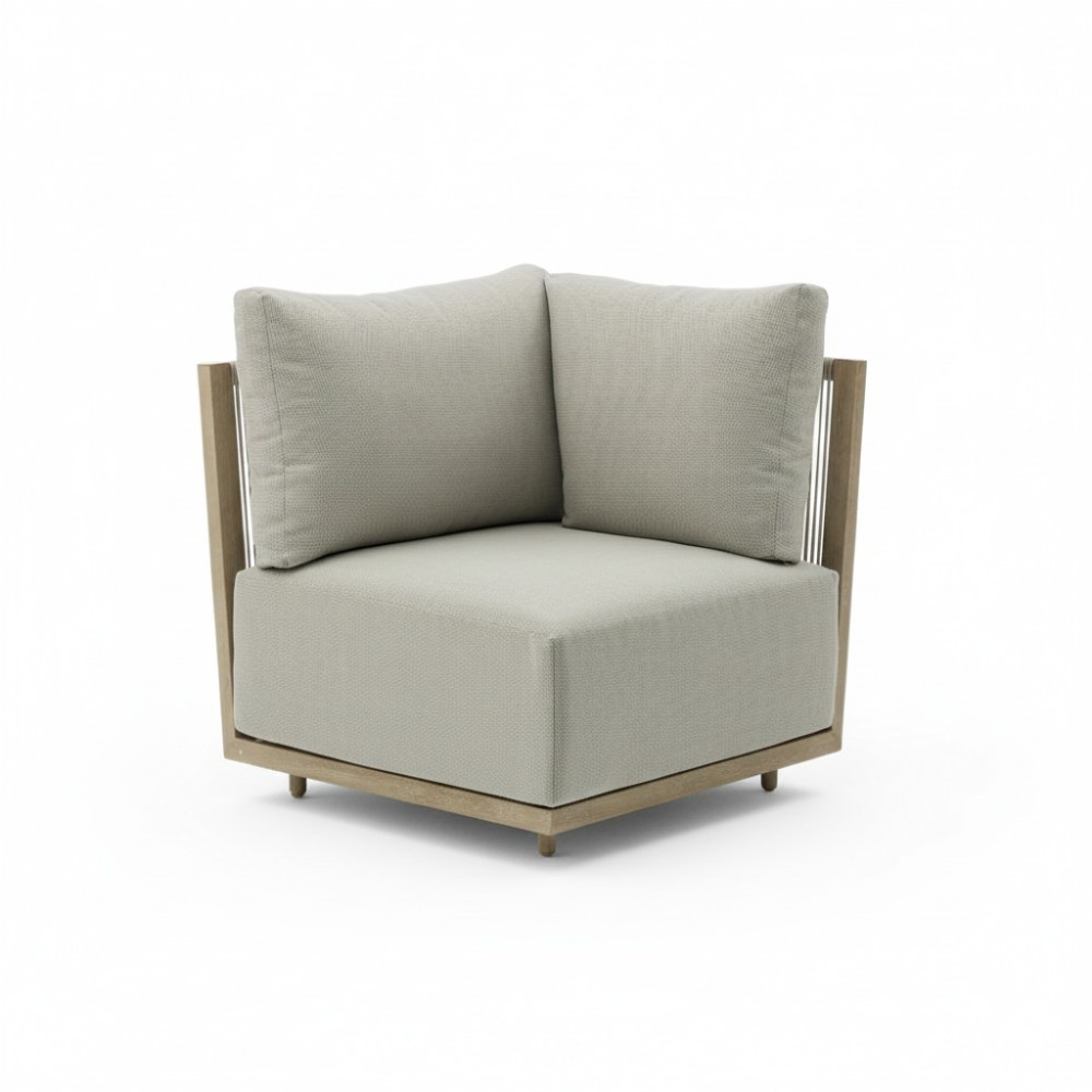 Beau hoek loungeset 6 personen incl. tafels | aluminium + touw | grijs | 6-delig - 304x234cm