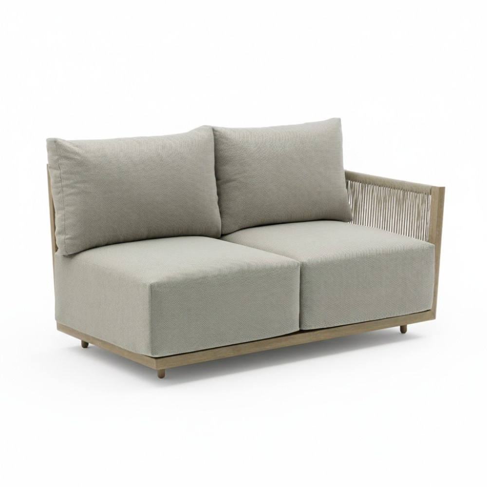 Beau hoek loungeset 6 personen incl. tafels | aluminium + touw | grijs | 6-delig - 304x234cm