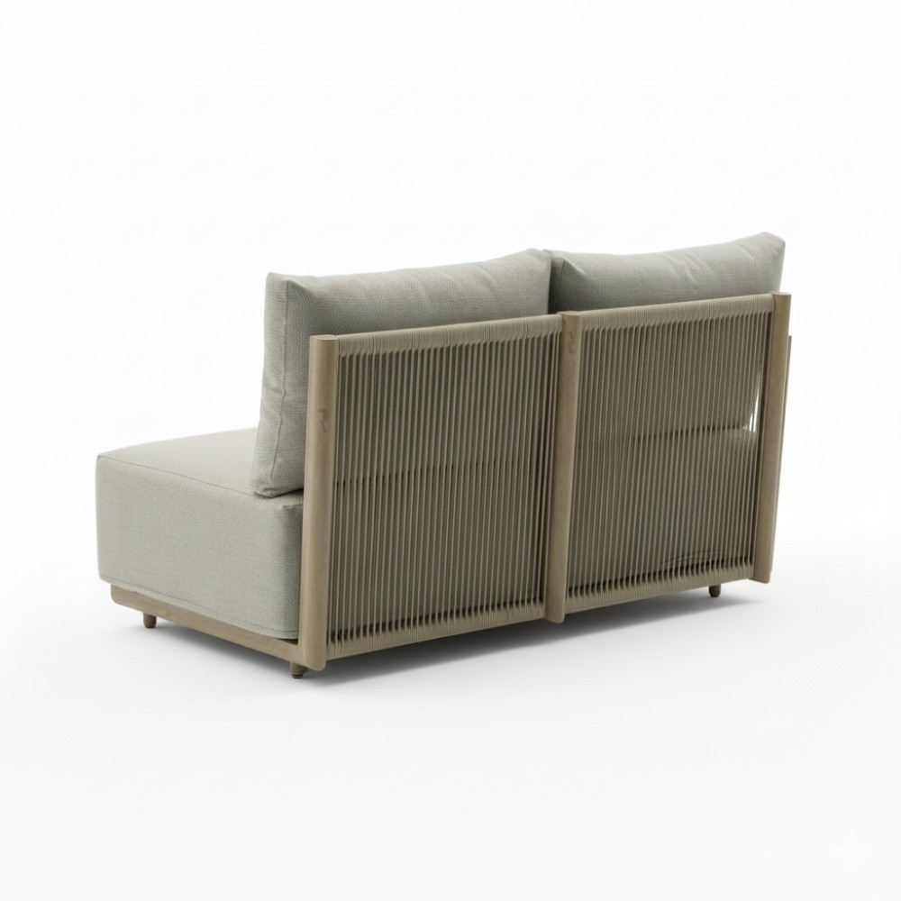 Beau hoek loungeset 6 personen incl. tafel 70cm rond | aluminium + touw | grijs | 5-delig - 304x234cm