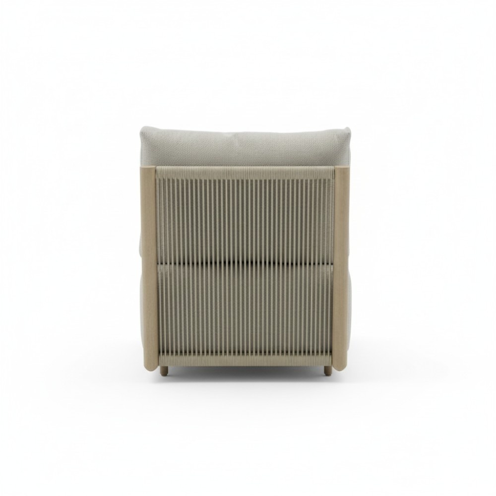 Beau hoek loungeset 6 personen incl. tafel 70cm rond | aluminium + touw | grijs | 5-delig - 304x234cm