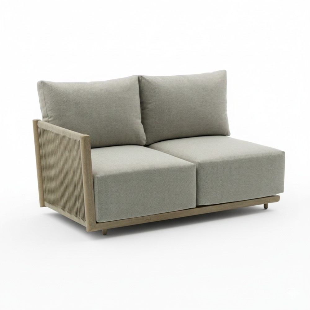 Beau hoek loungeset 6 personen incl. tafel 50cm rond | aluminium + touw | grijs | 5-delig - 304x234cm