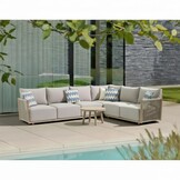 Beau hoek loungeset 6 personen incl. tafel 70cm rond | aluminium + touw | grijs | 5-delig - 304x234cm