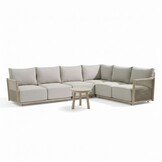 Beau hoek loungeset 6 personen incl. tafel 50cm rond | aluminium + touw | grijs | 5-delig - 304x234cm