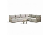 Beau hoek loungeset 6 personen incl. tafel 50cm rond | aluminium + touw | grijs | 5-delig - 304x234cm
