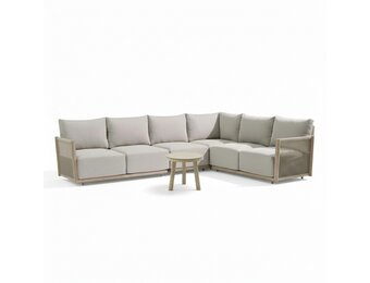 Beau hoek loungeset 6 personen incl. tafel 50cm rond | aluminium + touw | grijs | 5-delig - 304x234cm