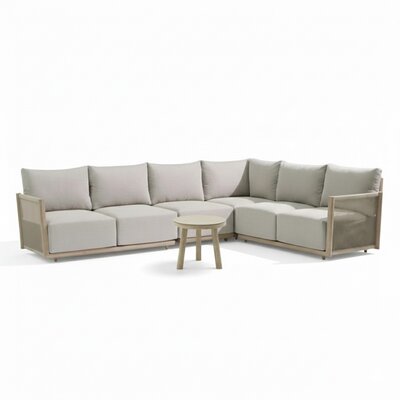 Beau hoek loungeset 6 personen incl. tafel 50cm rond | aluminium + touw | grijs | 5-delig - 304x234cm