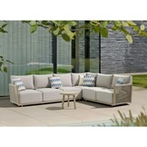 Beau hoek loungeset 6 personen incl. tafel 50cm rond | aluminium + touw | grijs | 5-delig - 304x234cm