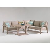 Bordeaux dining loungeset 6 personen | aluminium + polywood | beige | 4-delig - 290x225cm