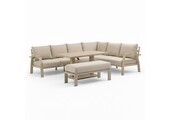 Bordeaux dining loungeset incl. bank 8 personen | aluminium + polywood | beige | 5-delig - 290x225cm