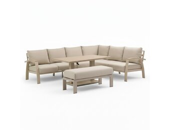 Bordeaux dining loungeset incl. bank 8 personen | aluminium + polywood | beige | 5-delig - 290x225cm