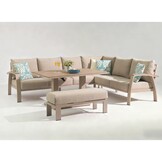 Bordeaux dining loungeset incl. bank 8 personen | aluminium + polywood | beige | 5-delig - 290x225cm