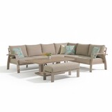 Bordeaux dining loungeset incl. bank 8 personen | aluminium + polywood | beige | 5-delig - 290x225cm