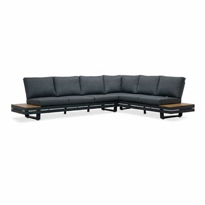 Vegas hoek loungeset-rechts 6 personen | aluminium + polywood | antraciet | 4-delig - 311x230cm