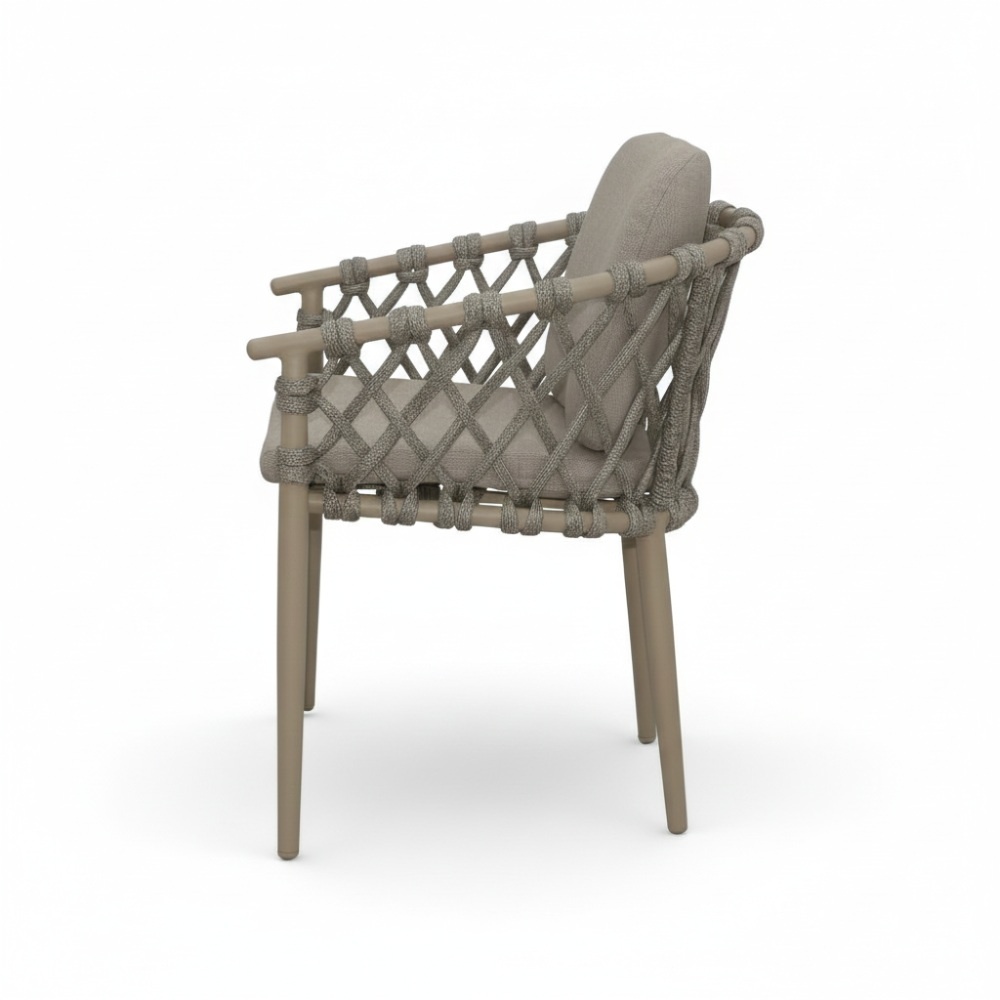 Cleveland dining tuinstoel | aluminium + touw | beige