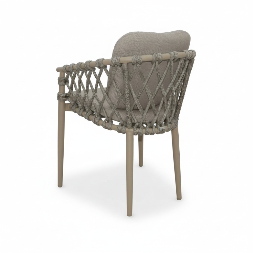 Cleveland dining tuinstoel | aluminium + touw | beige