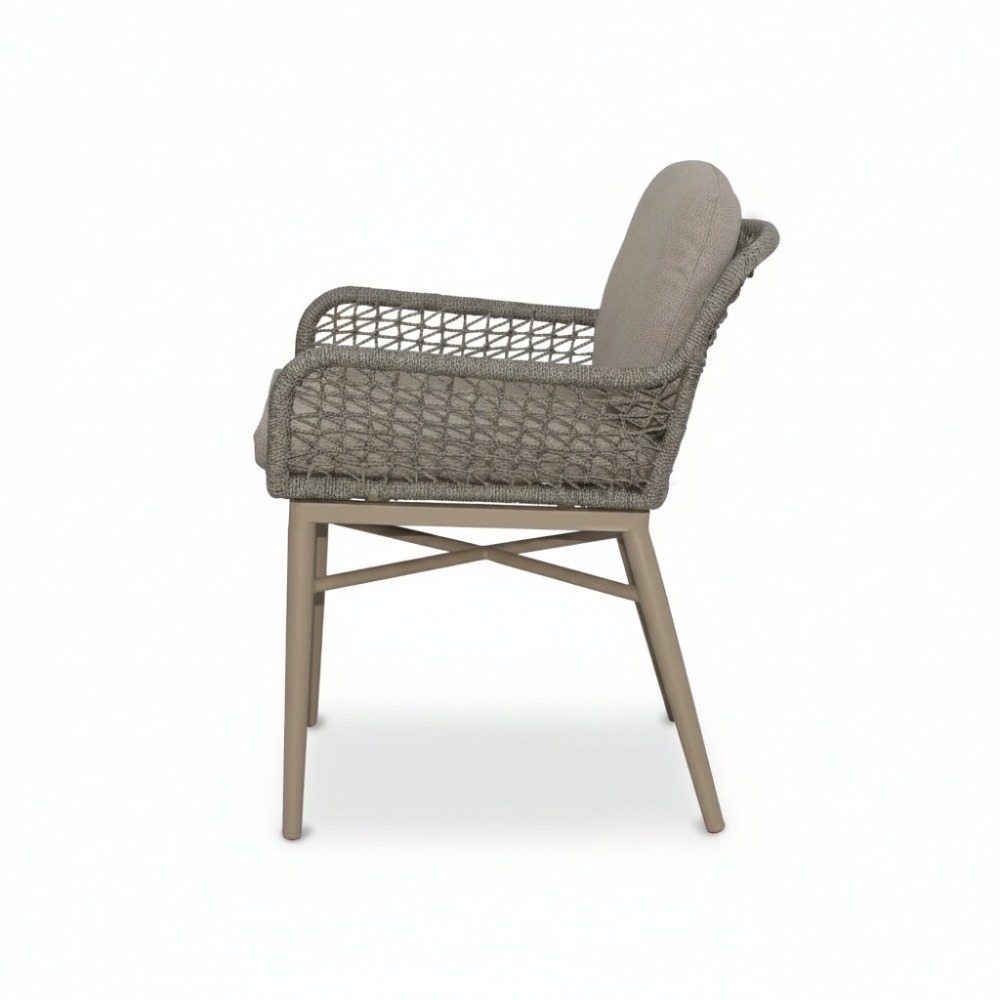 Mila dining tuinstoel | touw + aluminium | beige