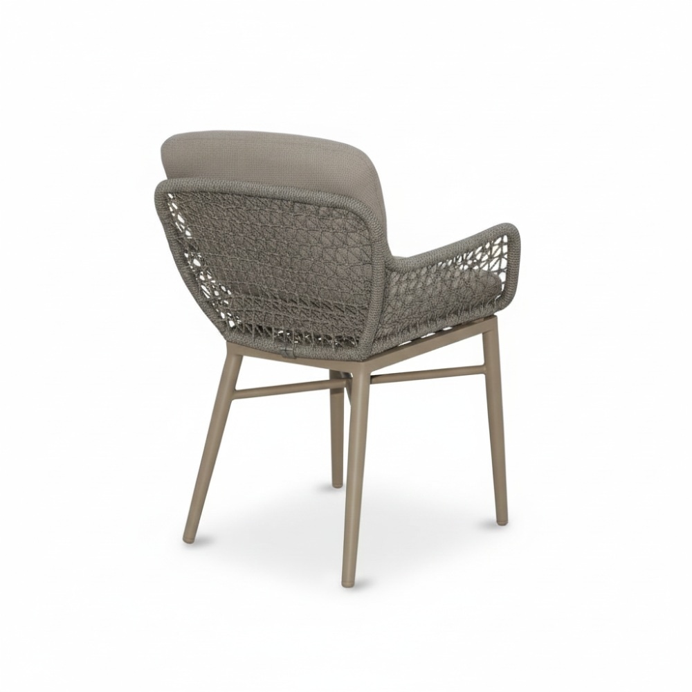 Mila dining tuinstoel | touw + aluminium | beige