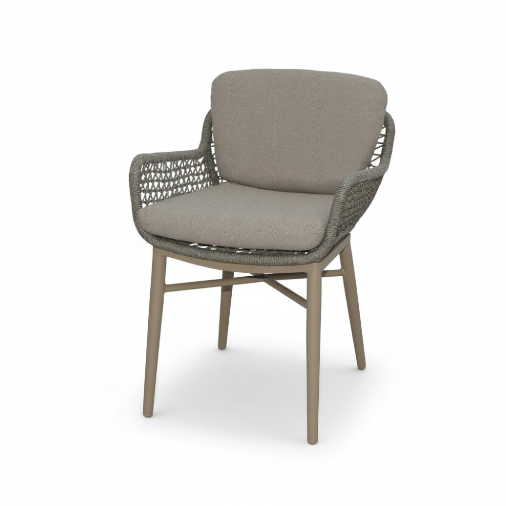 Mila dining tuinstoel | touw + aluminium | beige