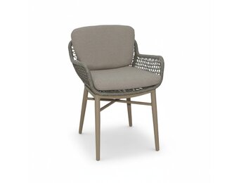Mila dining tuinstoel | touw + aluminium | beige
