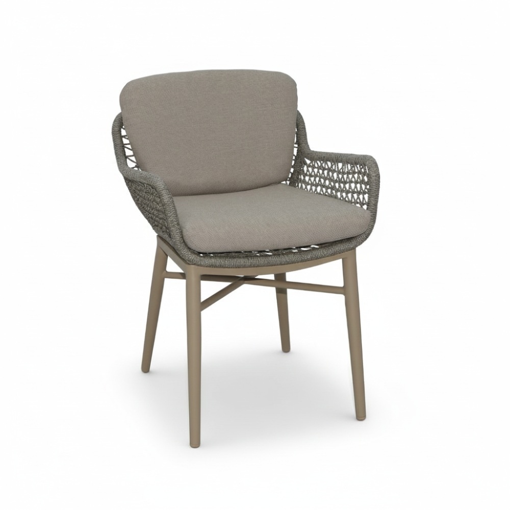 Mila dining tuinstoel | touw + aluminium | beige