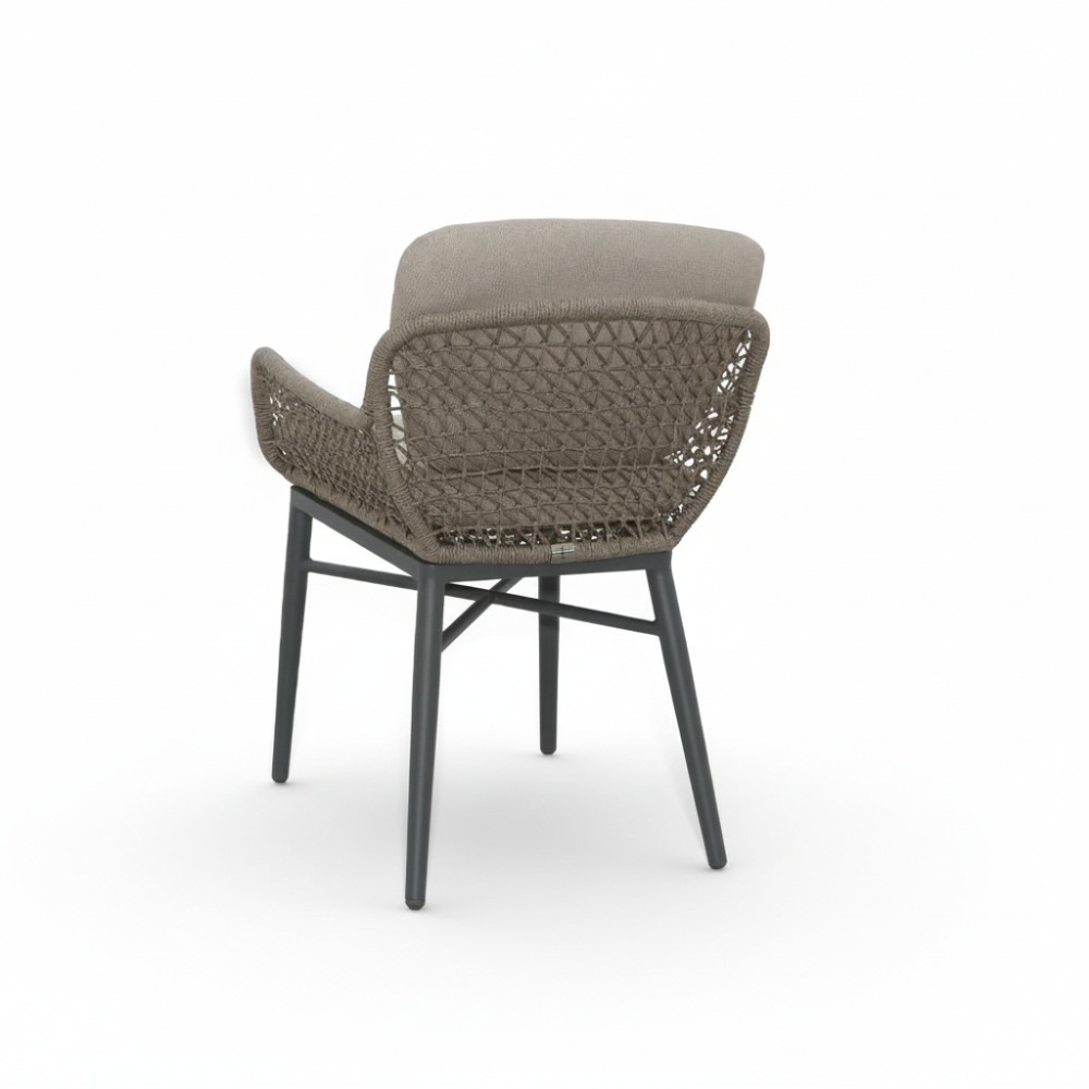 Mila dining tuinstoel | touw + aluminium | beige/antraciet
