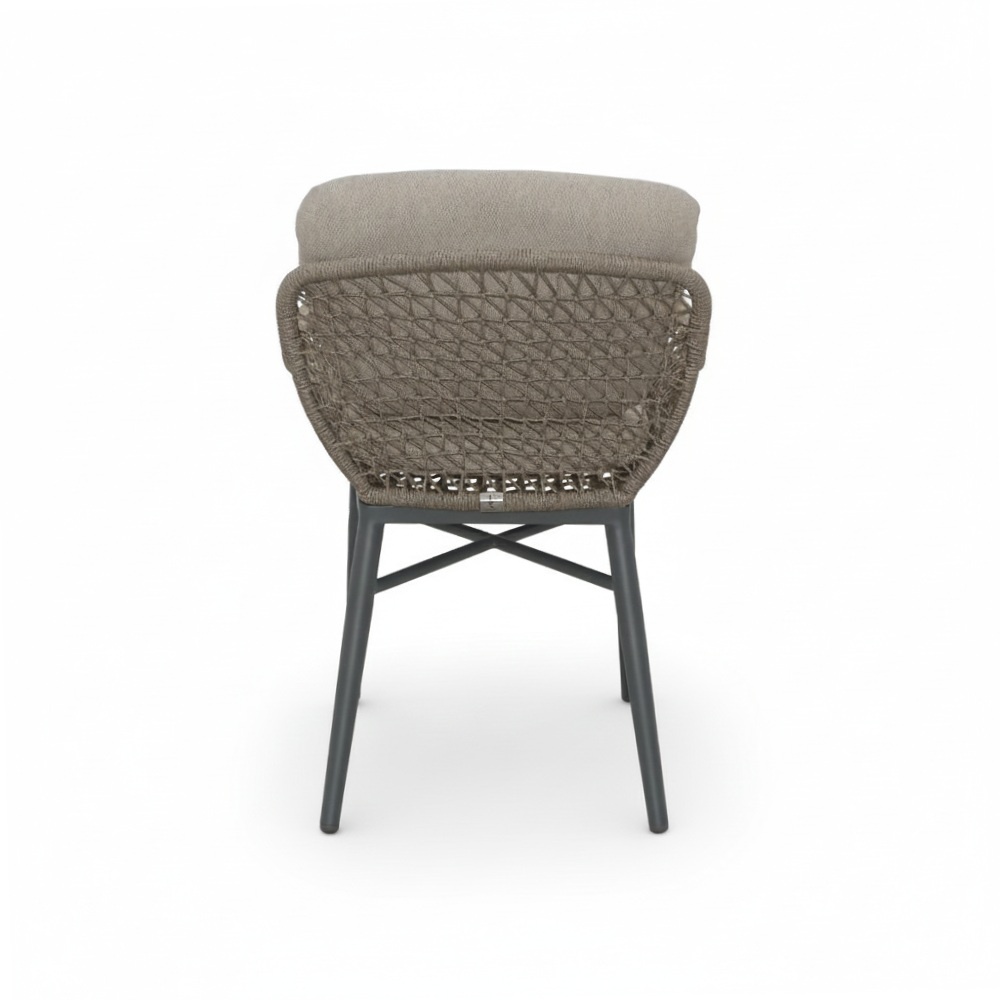Mila dining tuinstoel | touw + aluminium | beige/antraciet
