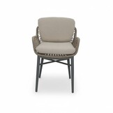 Mila dining tuinstoel | touw + aluminium | beige/antraciet