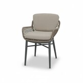 Mila dining tuinstoel | touw + aluminium | beige/antraciet