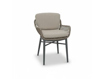 Mila dining tuinstoel | touw + aluminium | beige/antraciet