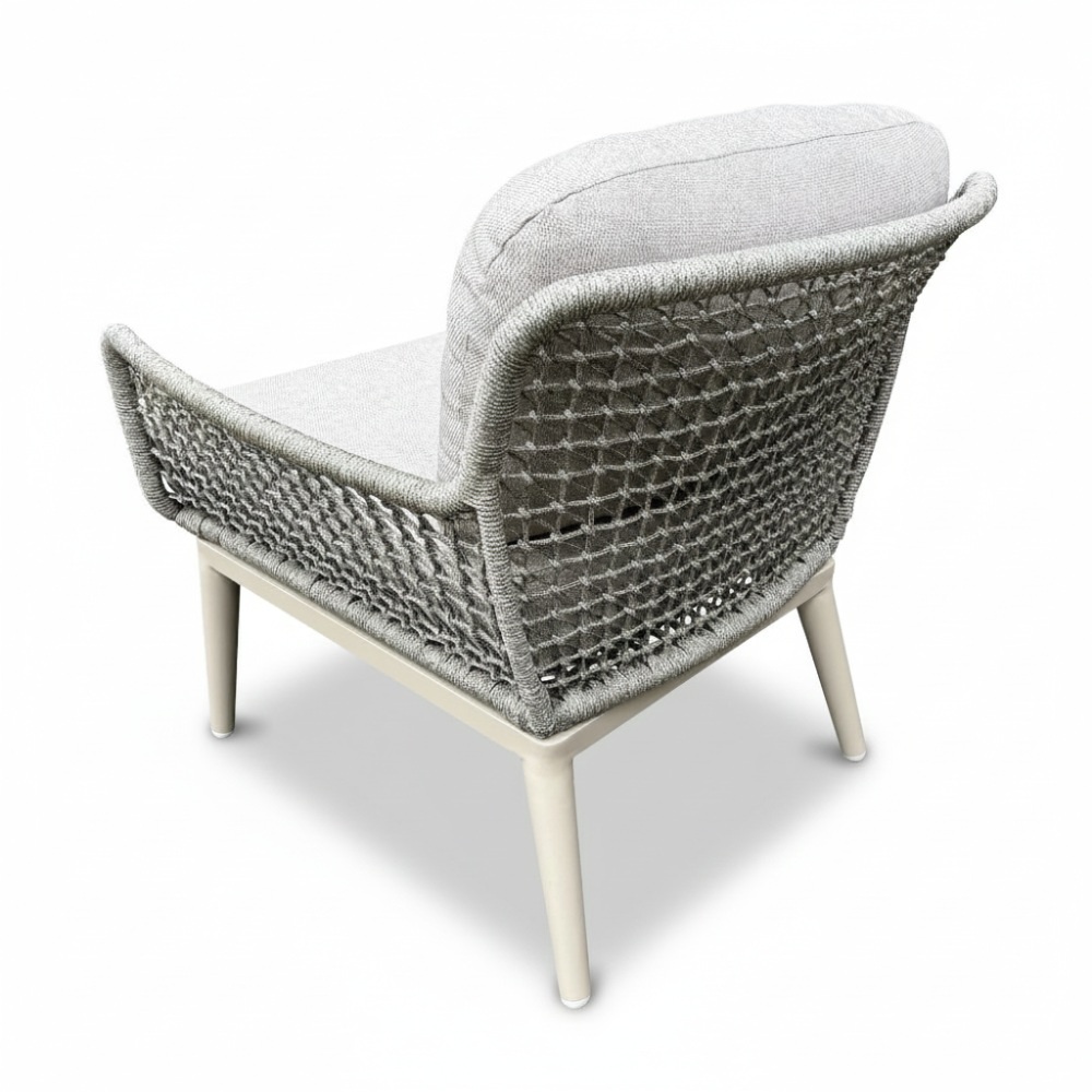 Mila low dining tuinstoel | touw + aluminium | beige