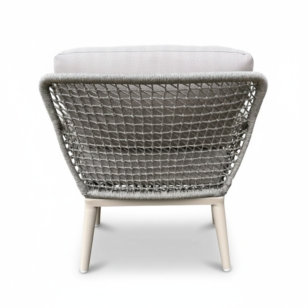 Mila low dining tuinstoel | touw + aluminium | beige