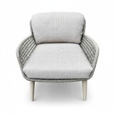 Mila low dining tuinstoel | touw + aluminium | beige