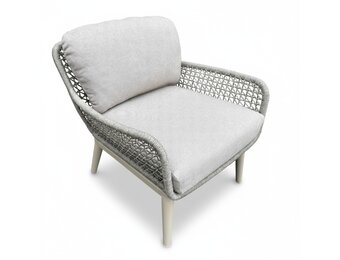 Mila low dining tuinstoel | touw + aluminium | beige