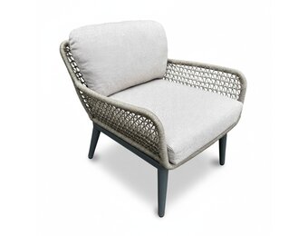 Mila low dining tuinstoel | touw + aluminium | beige/antraciet