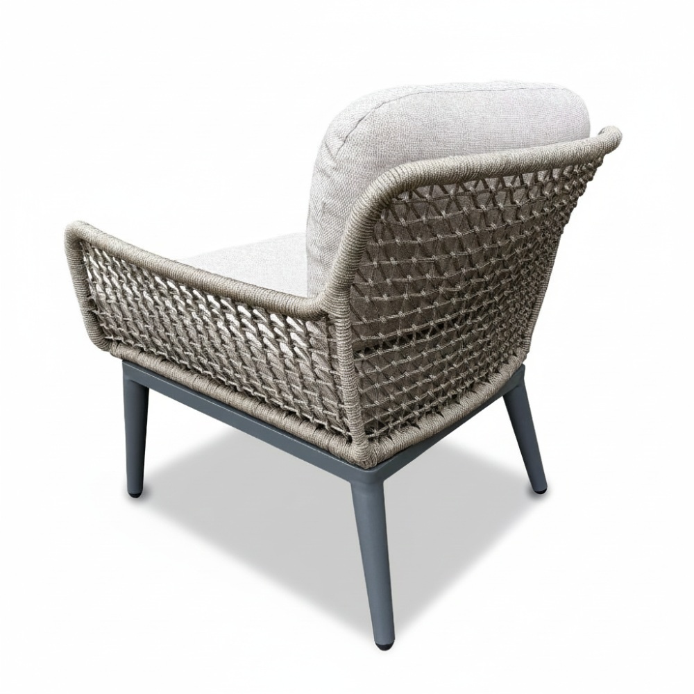 Mila low dining tuinstoel | touw + aluminium | beige/antraciet