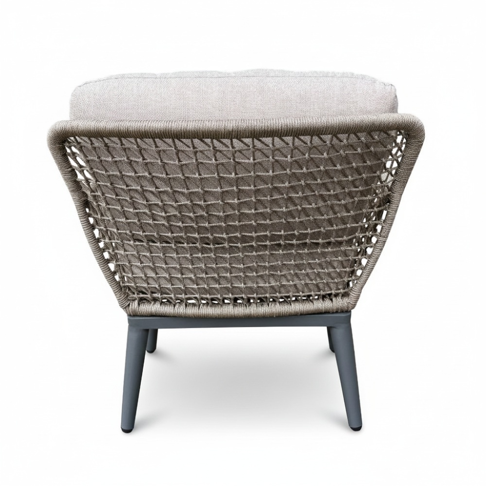 Mila low dining tuinstoel | touw + aluminium | beige/antraciet