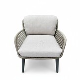 Mila low dining tuinstoel | touw + aluminium | beige/antraciet